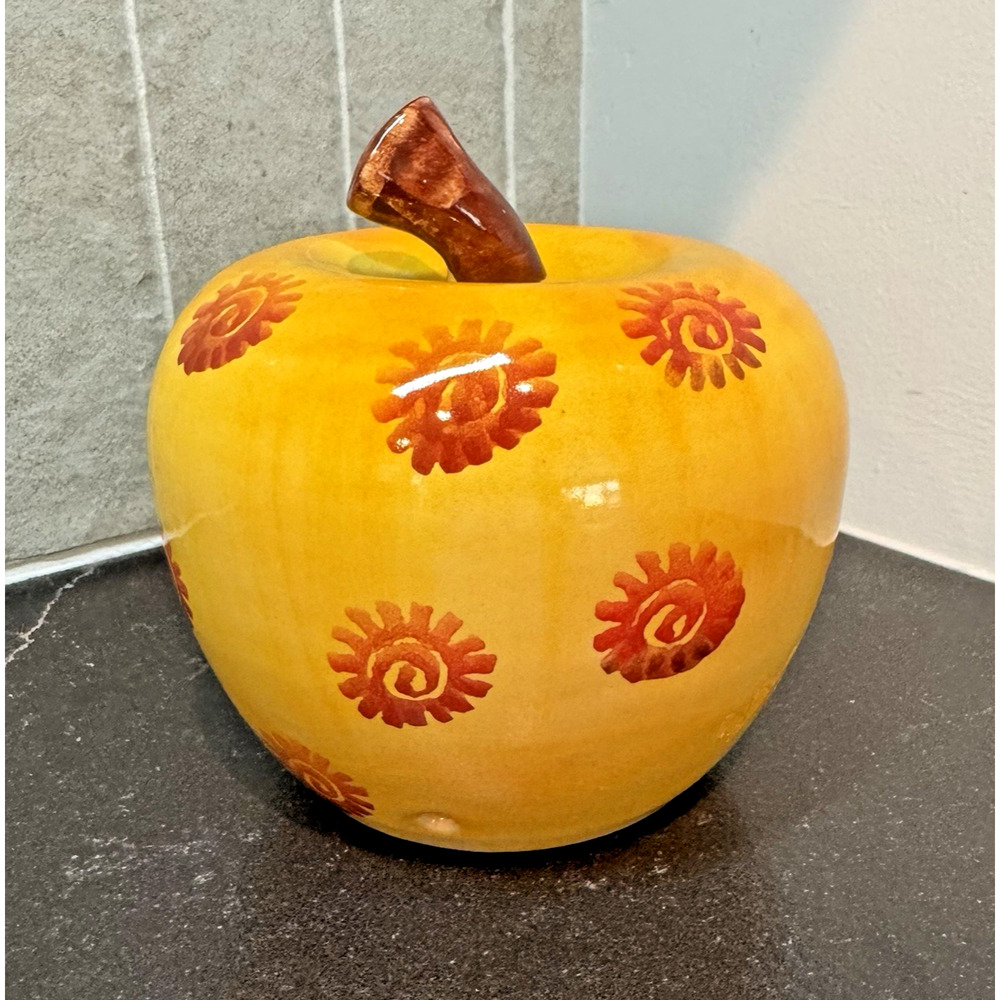Hand Painted ITALIAN POTTERY Ceramic Apple Farmhouse Decor Italy EXCELLENT!